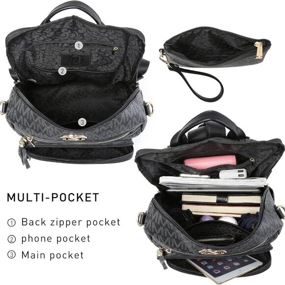Women Fashion Backpack PU Leather Large Capacity Convertible Travel Bag main image 5